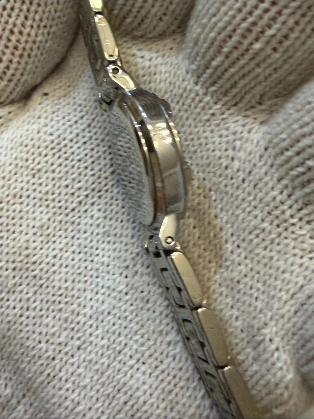 Guess Women's Two-Tone Crystal Bezel Watch Silver Dial Roman Numerals G75479L
